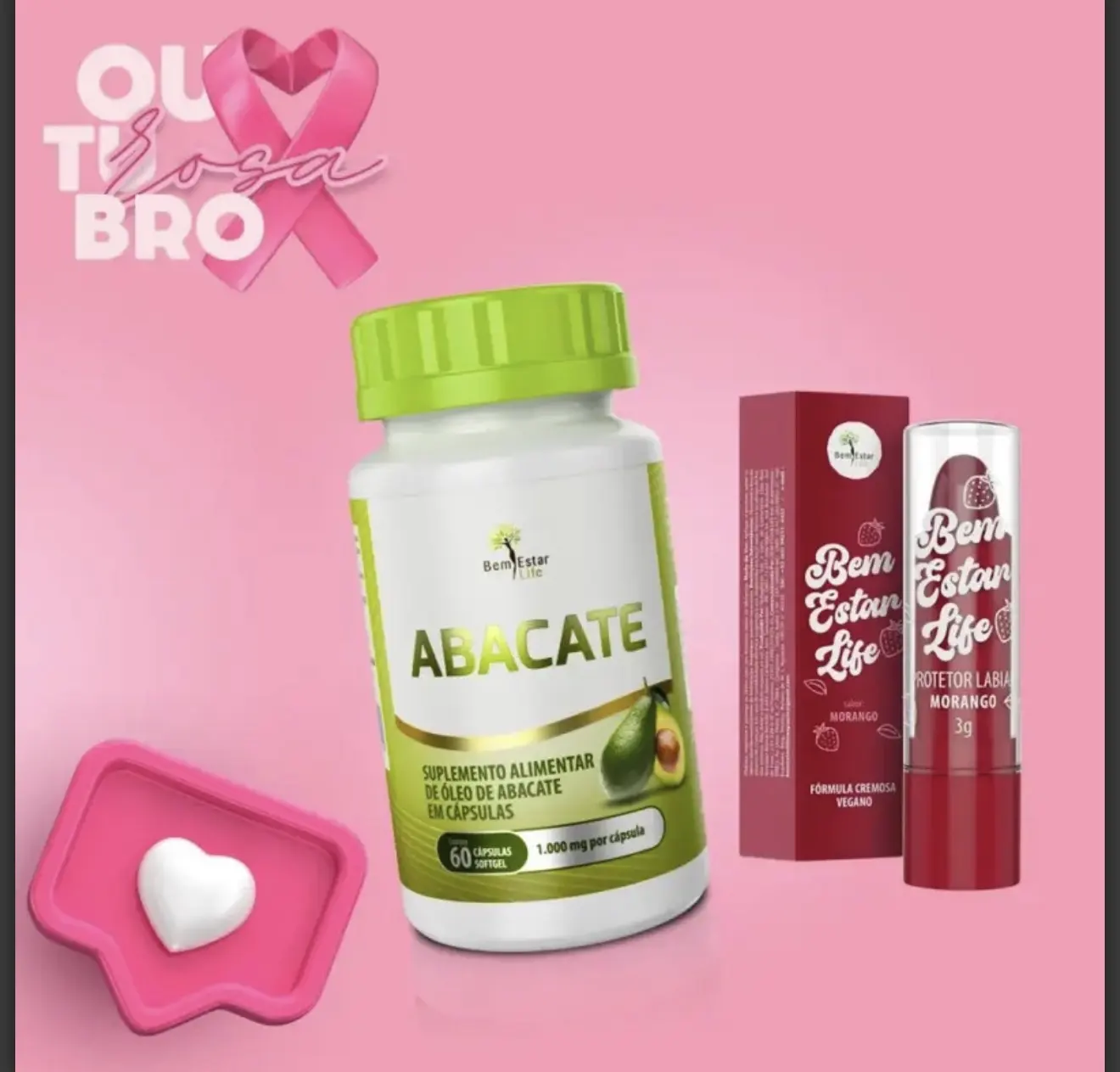 ABACATE 60 cápsulas + PROTETOR LABIAL MORANGO 